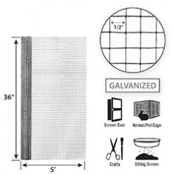 Garden Craft 36" x 5" Galvanized Hardware Cloth Fence, 1/2" Square -Home Tools Sales 2024 19000017 2 1