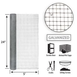 Garden Craft 24" x 5' Galvanized Hardware Cloth Fence, 1/8" Square -Home Tools Sales 2024 19000021 2 1
