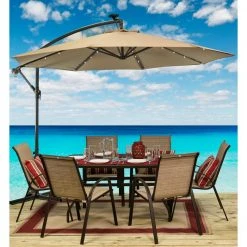 Sunray 10' Offset Umbrella with LED Lights -Home Tools Sales 2024 201020 4