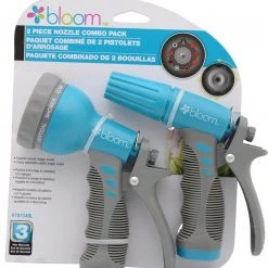 Bloom 2 Piece Watering Combo - 7-Pattern Spray Nozzle and 3-way Adjustable Nozzle -Home Tools Sales 2024 70734bl blue