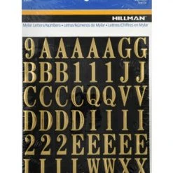 Hillman 1" Adhesive Letter & Number Pack, Black/Gold