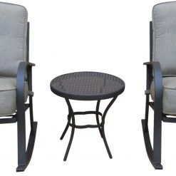 Backyard Expressions 3 pc. Gray Rocking Chair Set