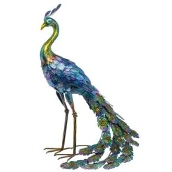 Apline 27" Metallic Peacock Outdoor Décor w/ Glossy Finish